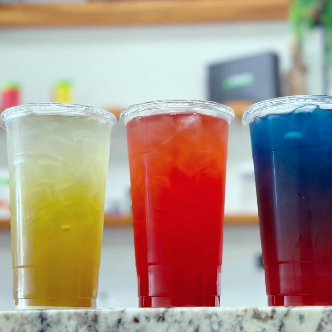 Colorful crafted teas at the Imperial Nutrition counter